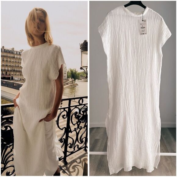 ZARA 100% LINEN TUNIC DRESS ZW COLLECTION - Picture 9 of 9